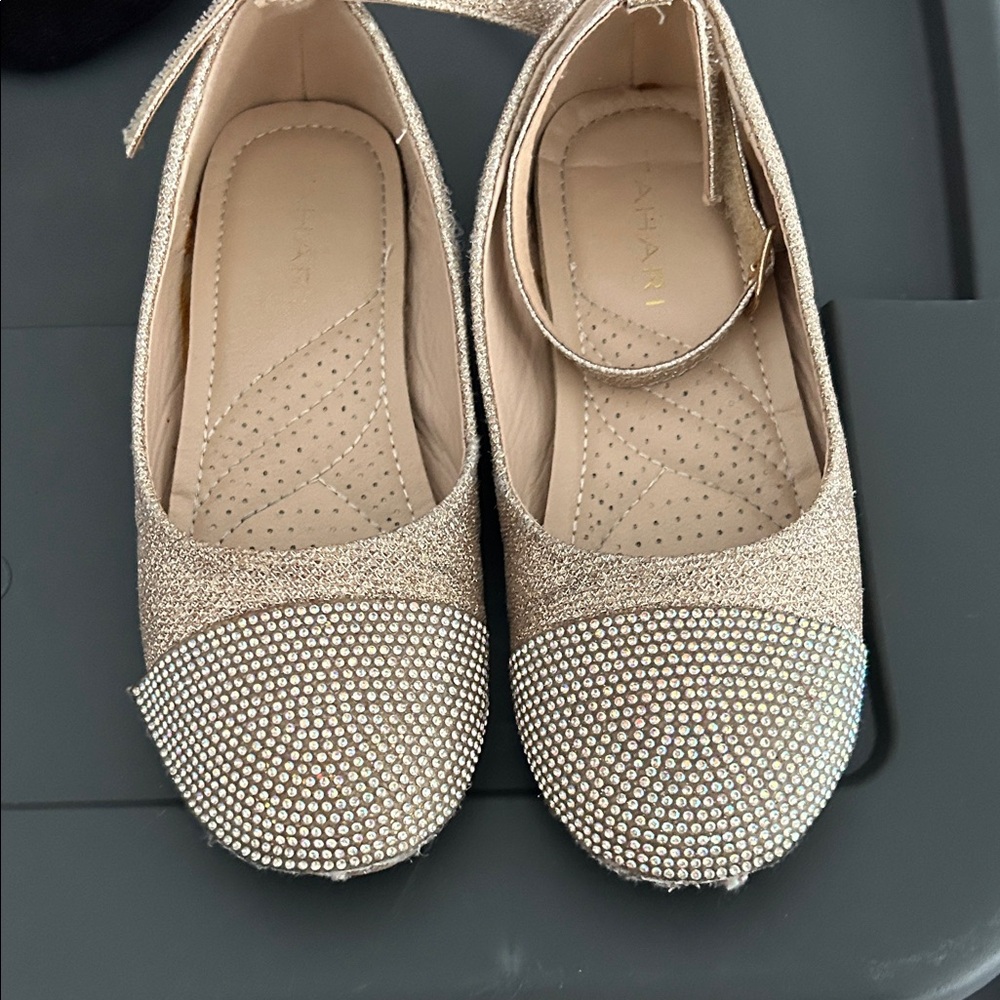 Tahari Gold Embellished Flats